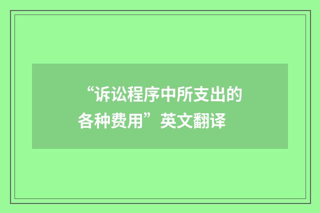 “诉讼程序中所支出的各种费用”英文翻译