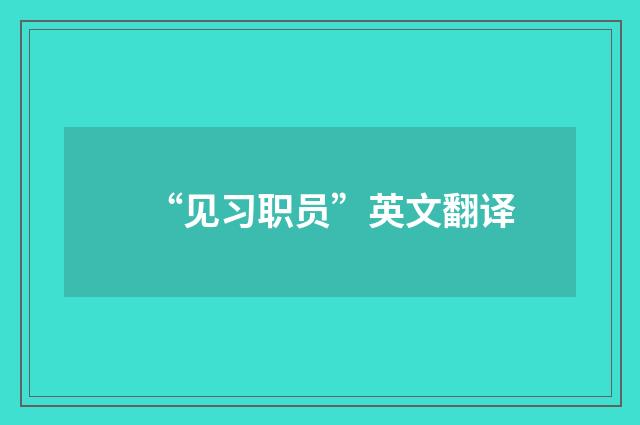 “见习职员”英文翻译
