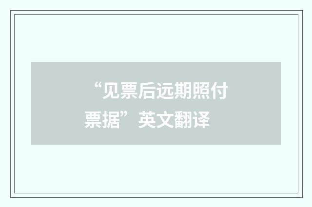 “见票后远期照付票据”英文翻译