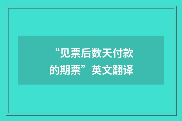“见票后数天付款的期票”英文翻译