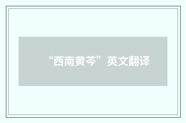 “西南黄芩”英文翻译