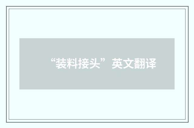 “装料接头”英文翻译