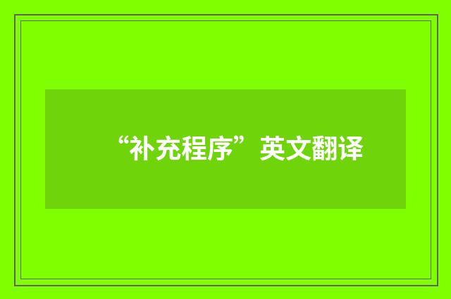 “补充程序”英文翻译