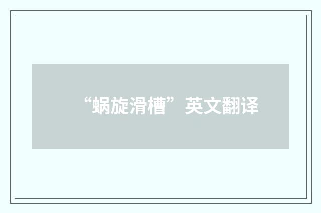 “蜗旋滑槽”英文翻译