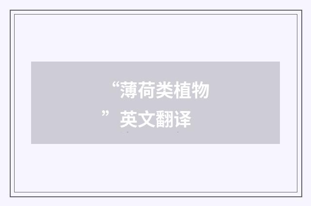 “薄荷类植物”英文翻译