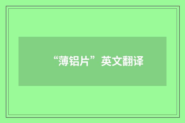 “薄铝片”英文翻译