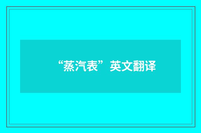“蒸汽表”英文翻译