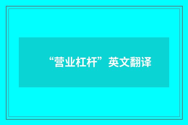 “营业杠杆”英文翻译