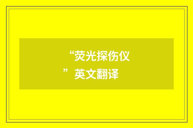 “荧光探伤仪”英文翻译