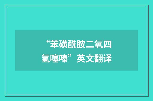 “苯磺酰胺二氧四氢噻嗪”英文翻译