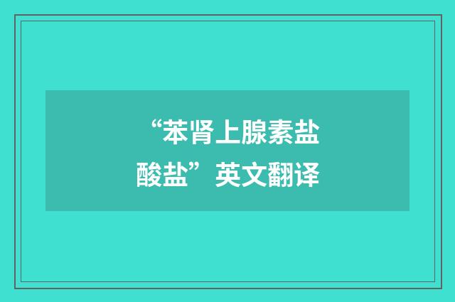 “苯肾上腺素盐酸盐”英文翻译