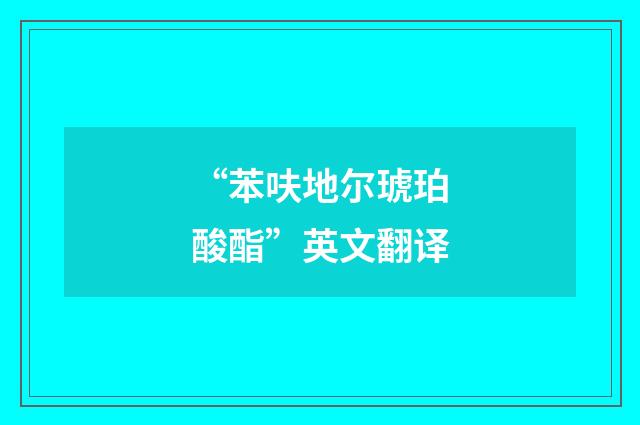 “苯呋地尔琥珀酸酯”英文翻译