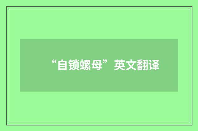 “自锁螺母”英文翻译