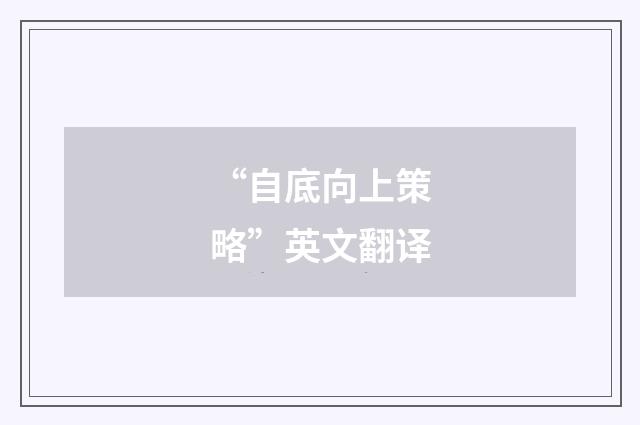 “自底向上策略”英文翻译