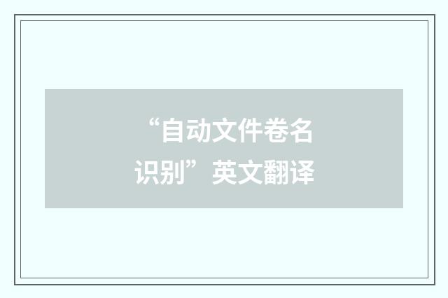 “自动文件卷名识别”英文翻译
