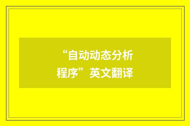 “自动动态分析程序”英文翻译