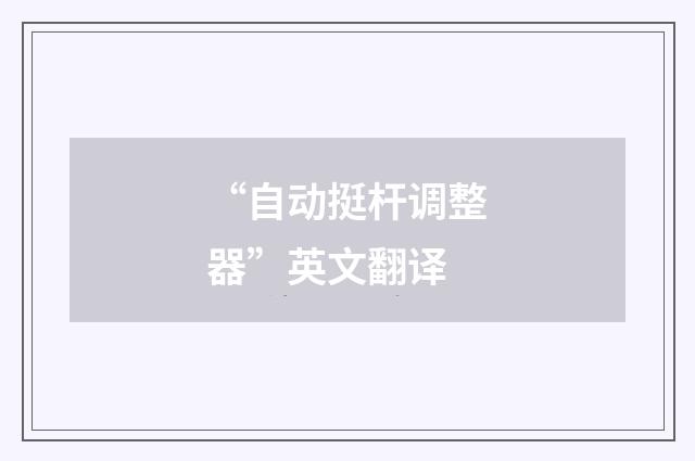 “自动挺杆调整器”英文翻译