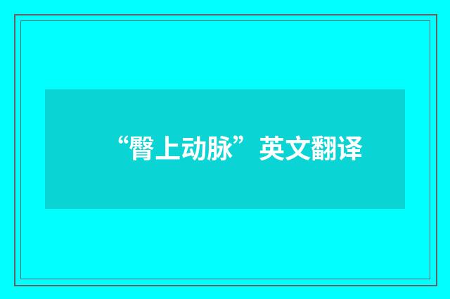 “臀上动脉”英文翻译