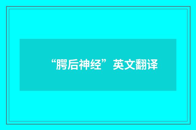 “腭后神经”英文翻译