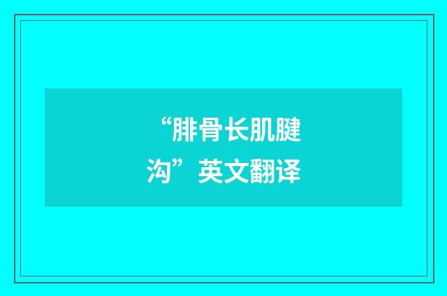 “腓骨长肌腱沟”英文翻译