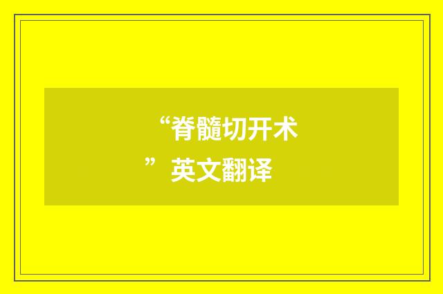 “脊髓切开术”英文翻译