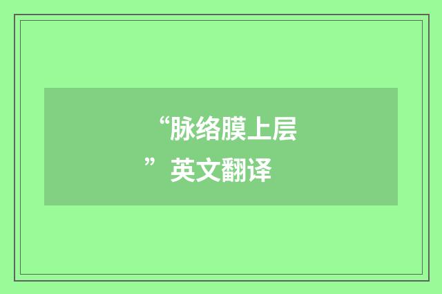 “脉络膜上层”英文翻译