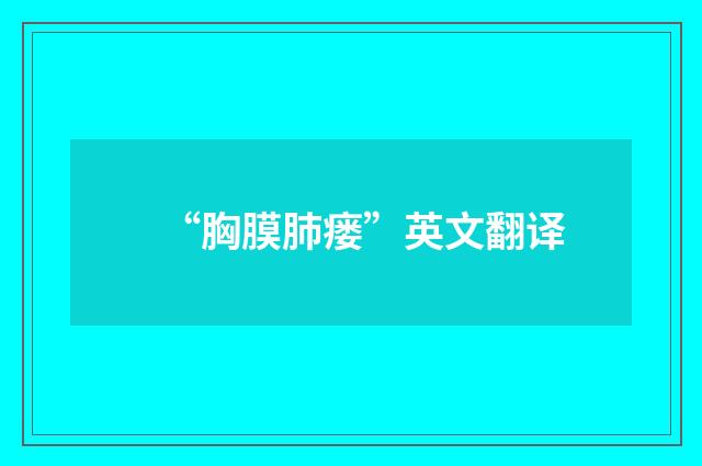 “胸膜肺瘘”英文翻译