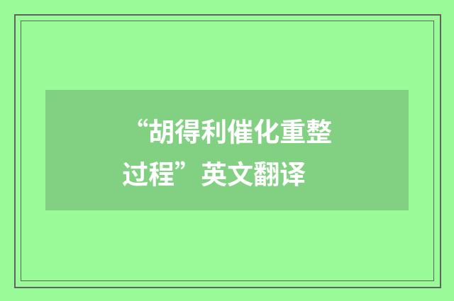“胡得利催化重整过程”英文翻译