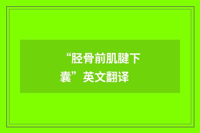 “胫骨前肌腱下囊”英文翻译