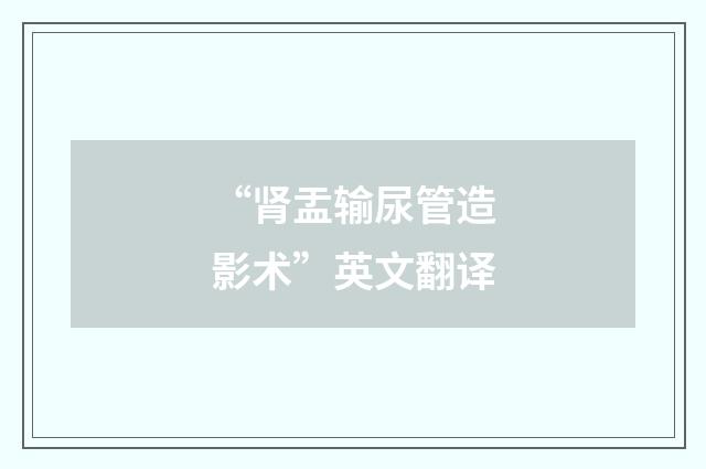 “肾盂输尿管造影术”英文翻译