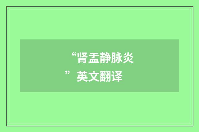 “肾盂静脉炎”英文翻译