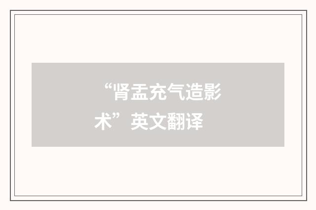 “肾盂充气造影术”英文翻译