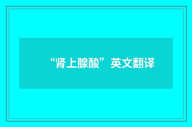 “肾上腺酸”英文翻译