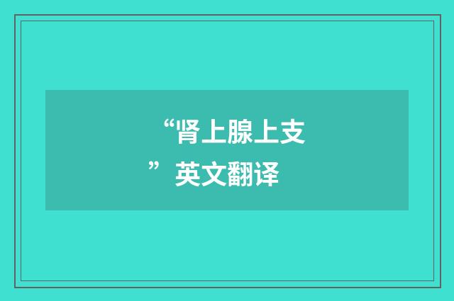 “肾上腺上支”英文翻译