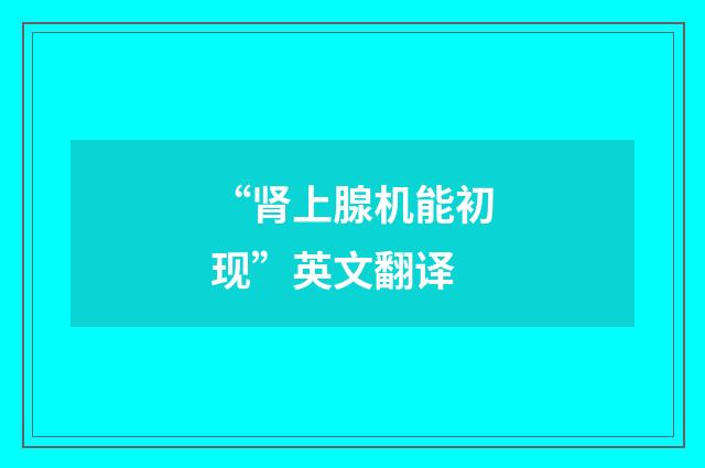 “肾上腺机能初现”英文翻译