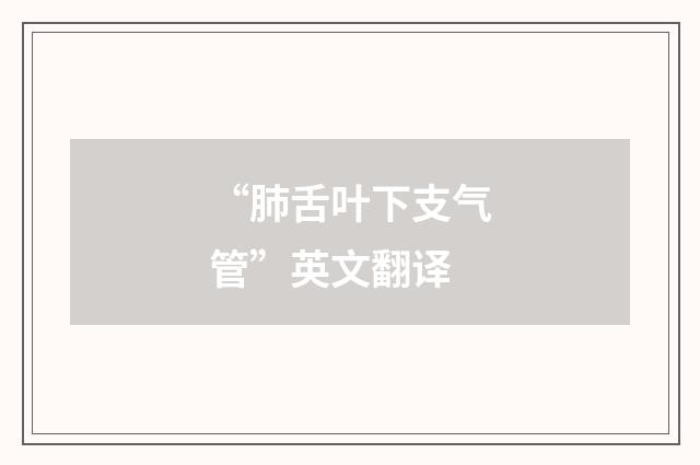 “肺舌叶下支气管”英文翻译