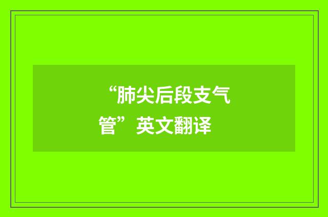 “肺尖后段支气管”英文翻译