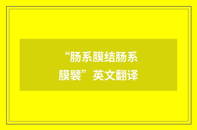 “肠系膜结肠系膜襞”英文翻译