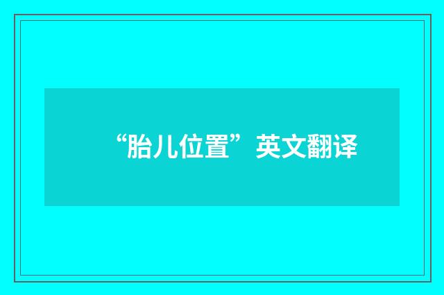 “胎儿位置”英文翻译