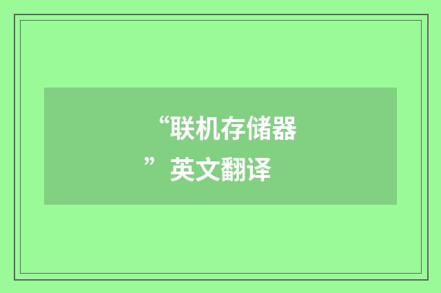 “联机存储器”英文翻译