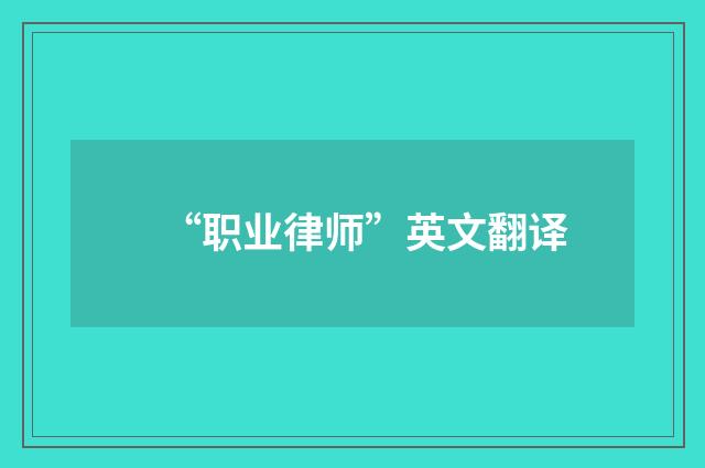 “职业律师”英文翻译
