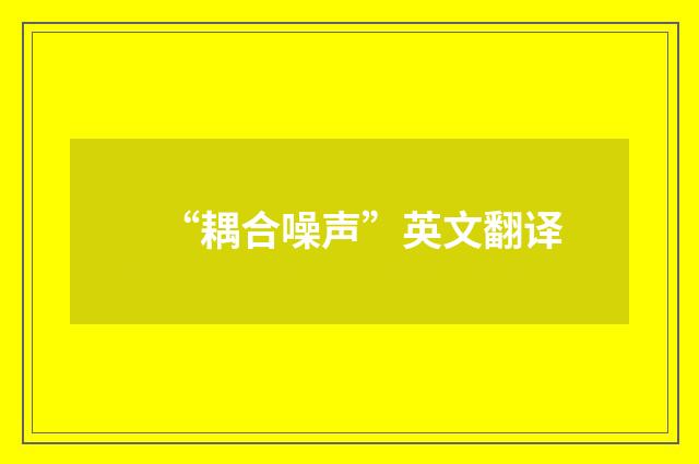 “耦合噪声”英文翻译