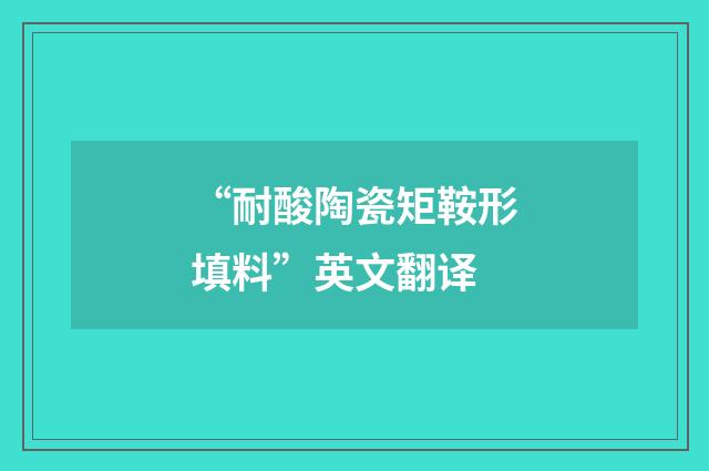 “耐酸陶瓷矩鞍形填料”英文翻译