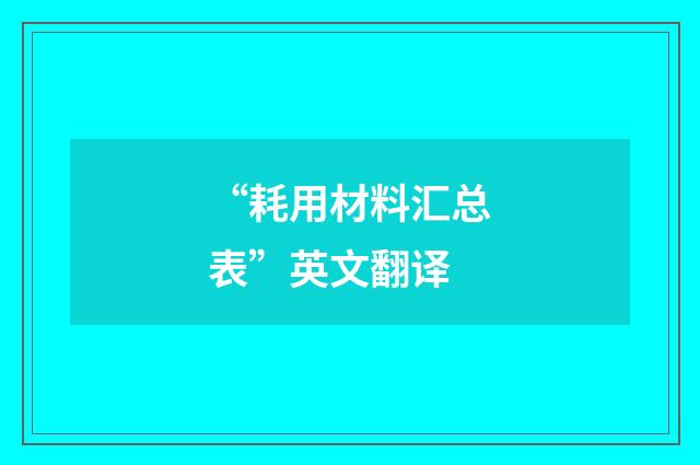 “耗用材料汇总表”英文翻译