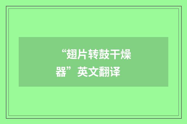 “翅片转鼓干燥器”英文翻译