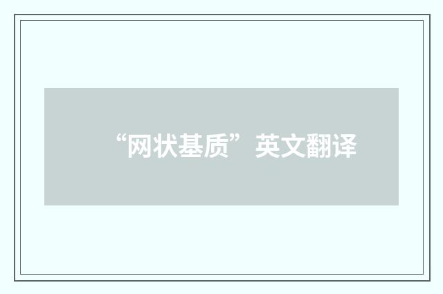 “网状基质”英文翻译