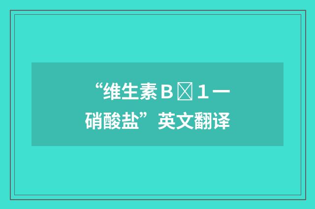 “维生素Ｂ１一硝酸盐”英文翻译