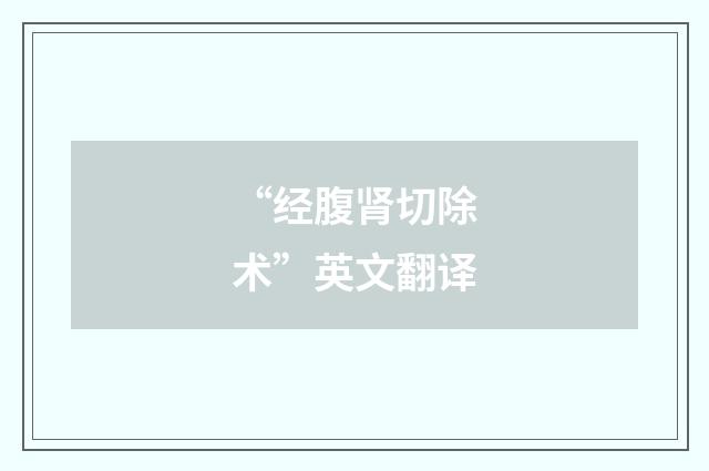 “经腹肾切除术”英文翻译