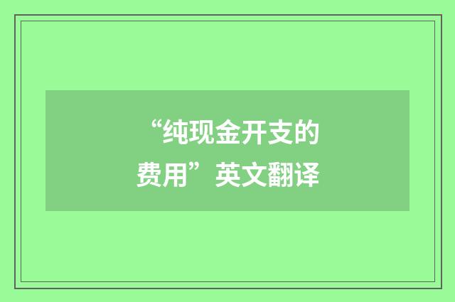 “纯现金开支的费用”英文翻译