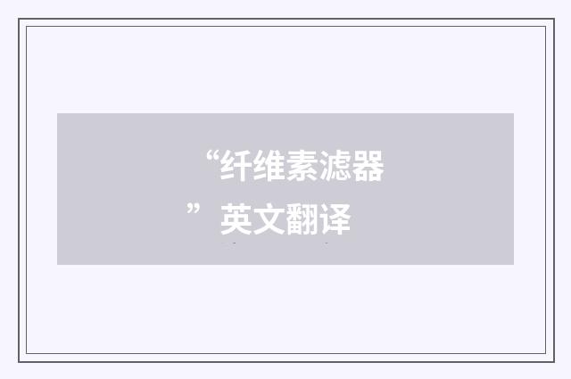 “纤维素滤器”英文翻译